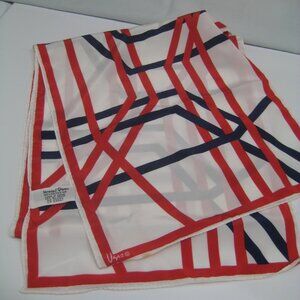 ESTATE 44" X 10" OBLONG 100% POLYESTER SCARF BY VERA RED, WHITE AND BLUE DESIGN
